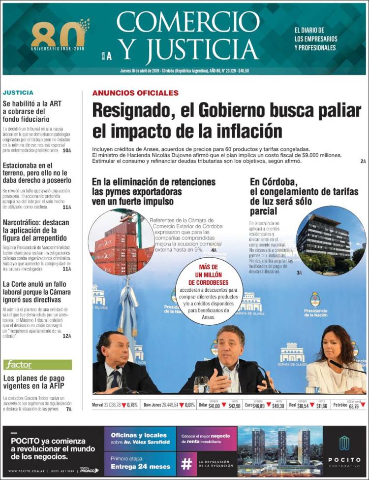 Portada de Comercio y Justicia (Argentina)