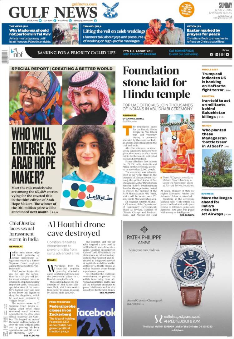 Portada de Gulf News (Asia-Pacífico)