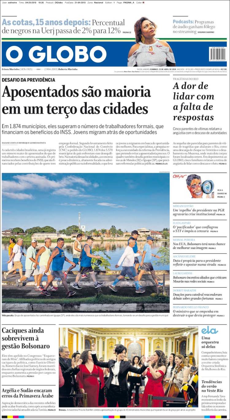 Portada de O Globo (Brasil)