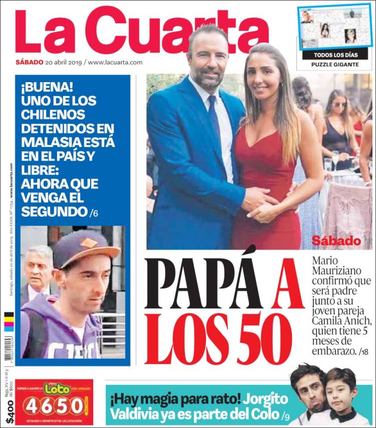 Portada de La Cuarta (Chile)