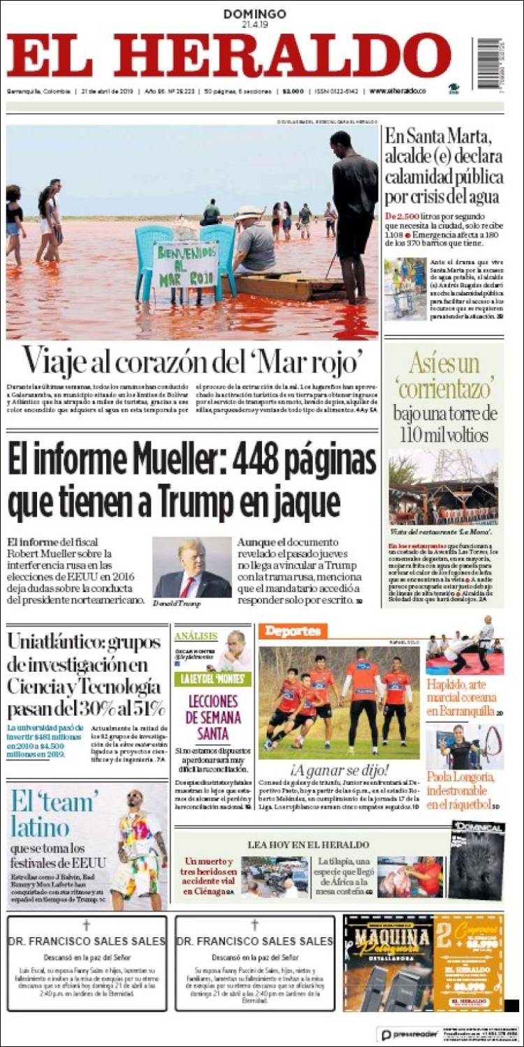 Portada de El Heraldo (Colombia)