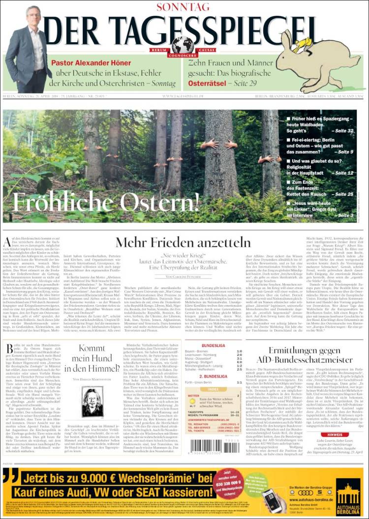 Portada de Der Tagesspiegel (Alemania)
