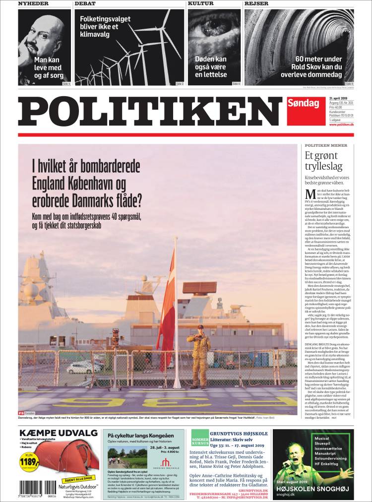 Portada de Politiken (Dinamarca)