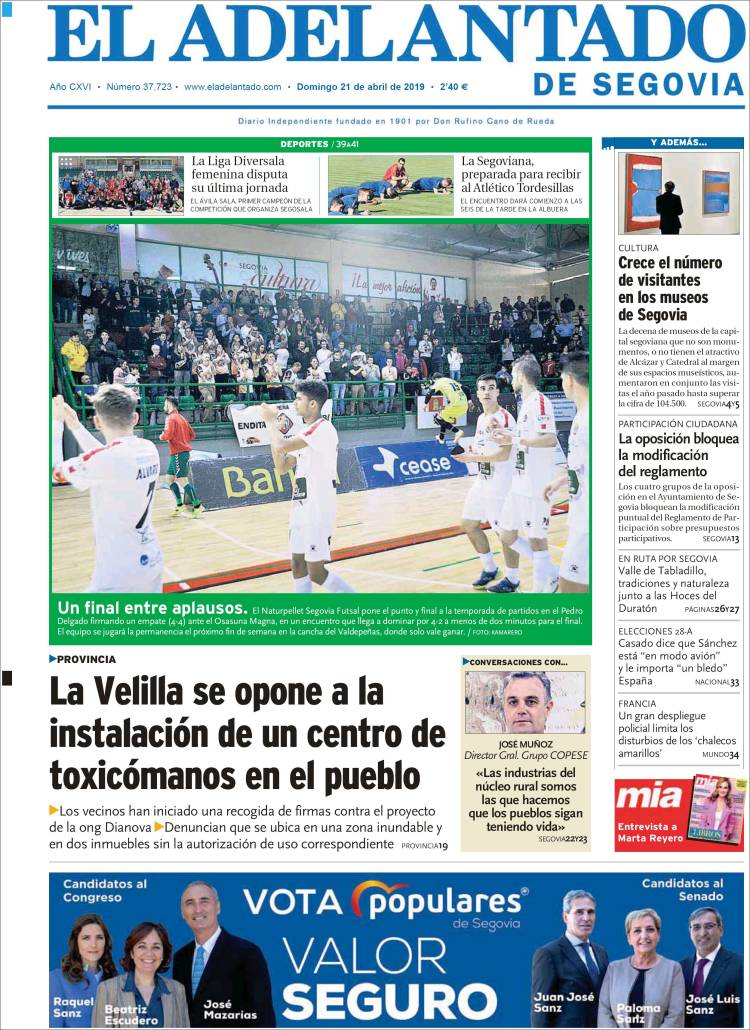 Portada de El Adelantado de Segovia (Espa&ntilde;a)