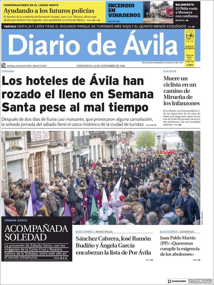 Portada de Diario de Ávila (Espa&ntilde;a)