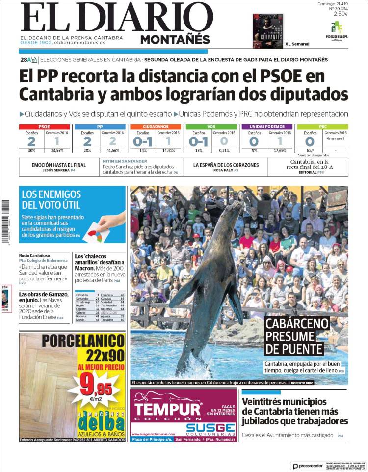 Portada de El Diario Montañés (Espa&ntilde;a)