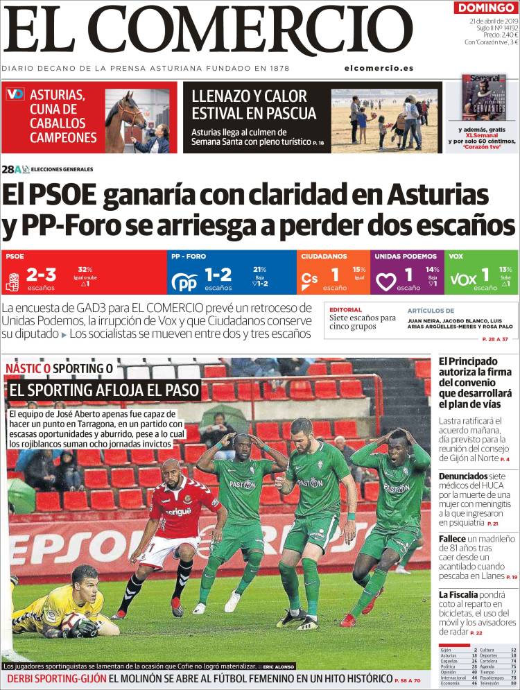 Portada de El Comercio (Espa&ntilde;a)