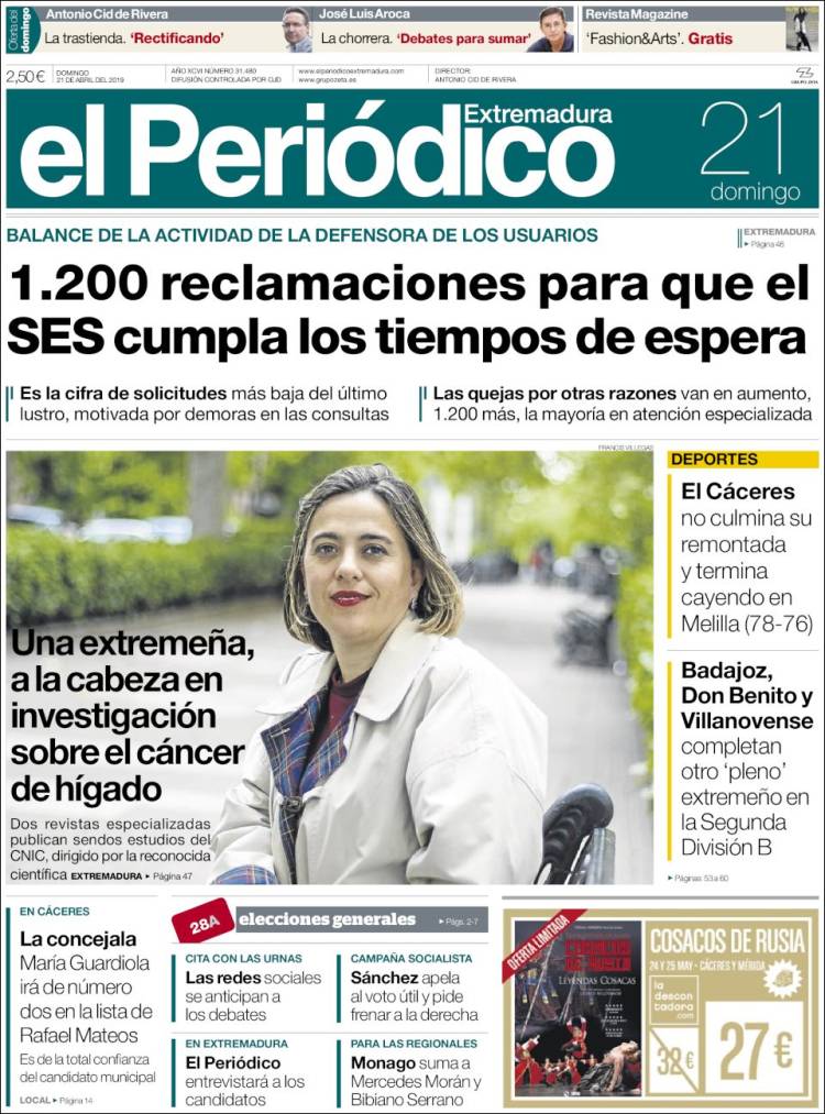 Portada de El Periódico de Extremadura (Espa&ntilde;a)