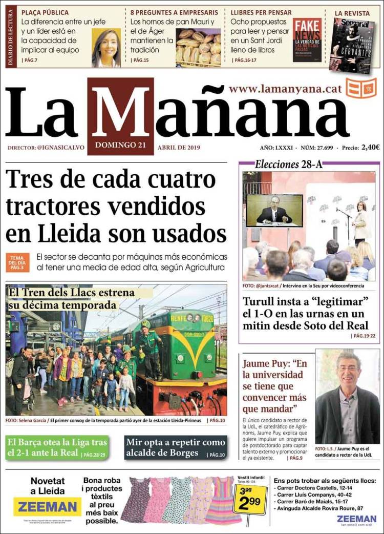 Portada de La Mañana - Diari de Ponent (Espa&ntilde;a)