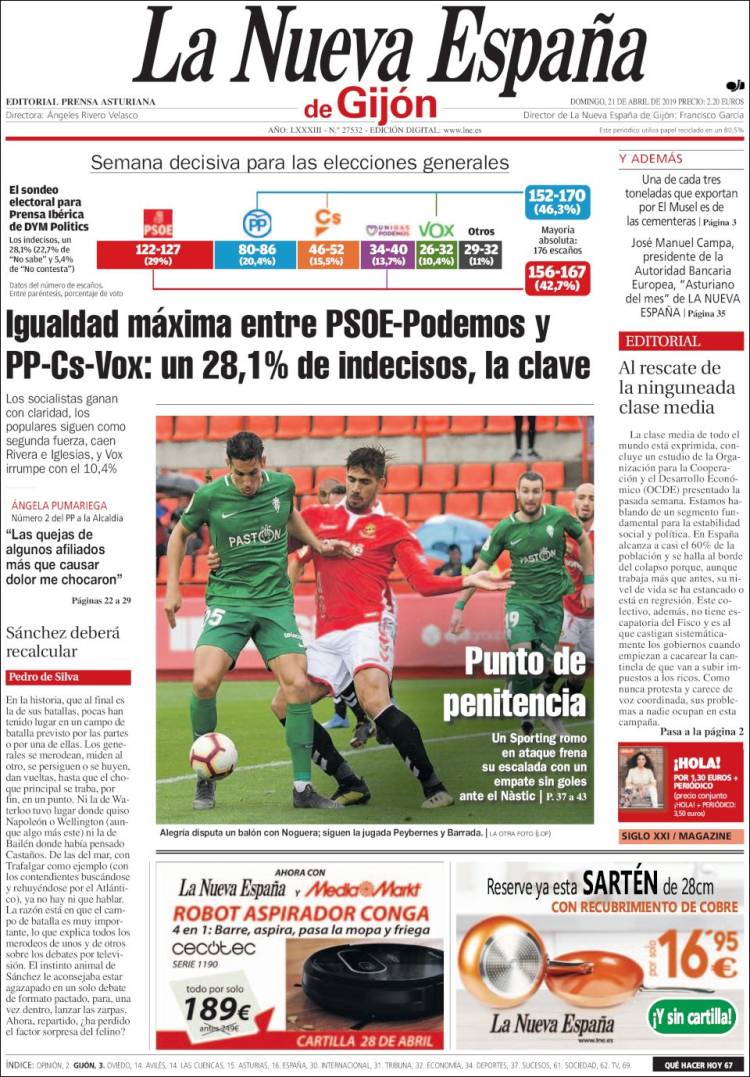 Portada de La Nueva España - Gijón (Espa&ntilde;a)