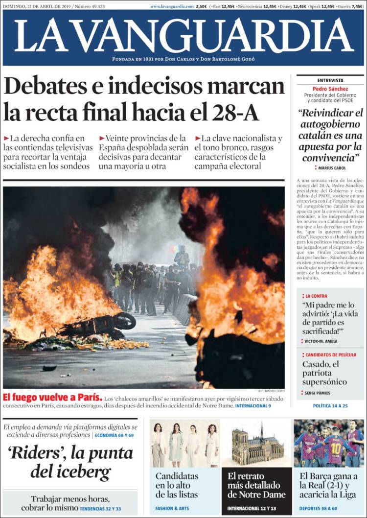 Portada de La Vanguardia (Espa&ntilde;a)