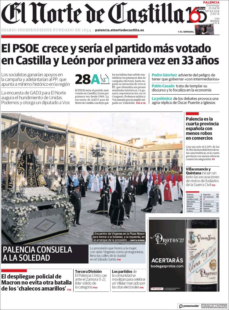 Portada de Norte de Castilla - Palencia (Espa&ntilde;a)