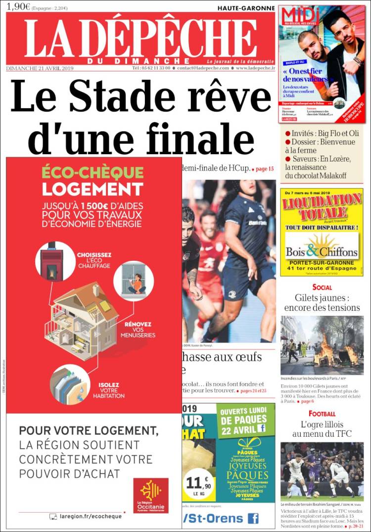 Portada de La Dépêche du Midi (Francia)