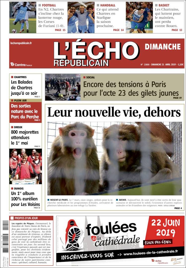 Portada de L'Echo Républicain (Francia)