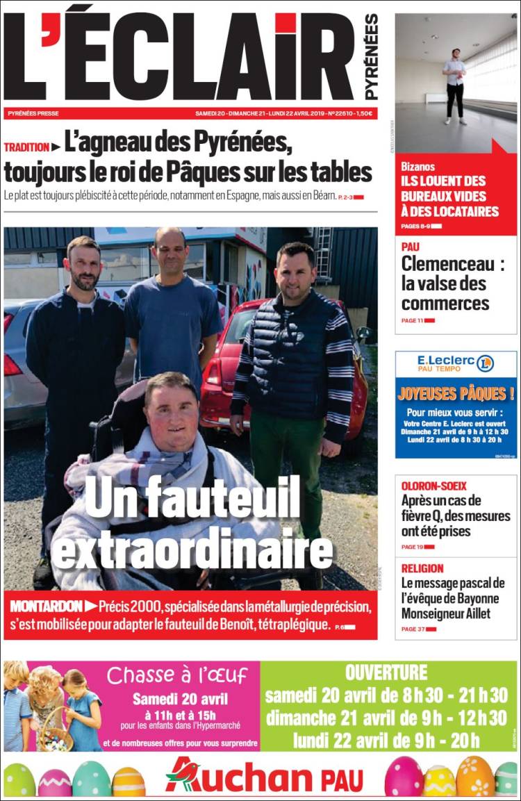 Portada de L'Eclair des Pyrénées (Francia)