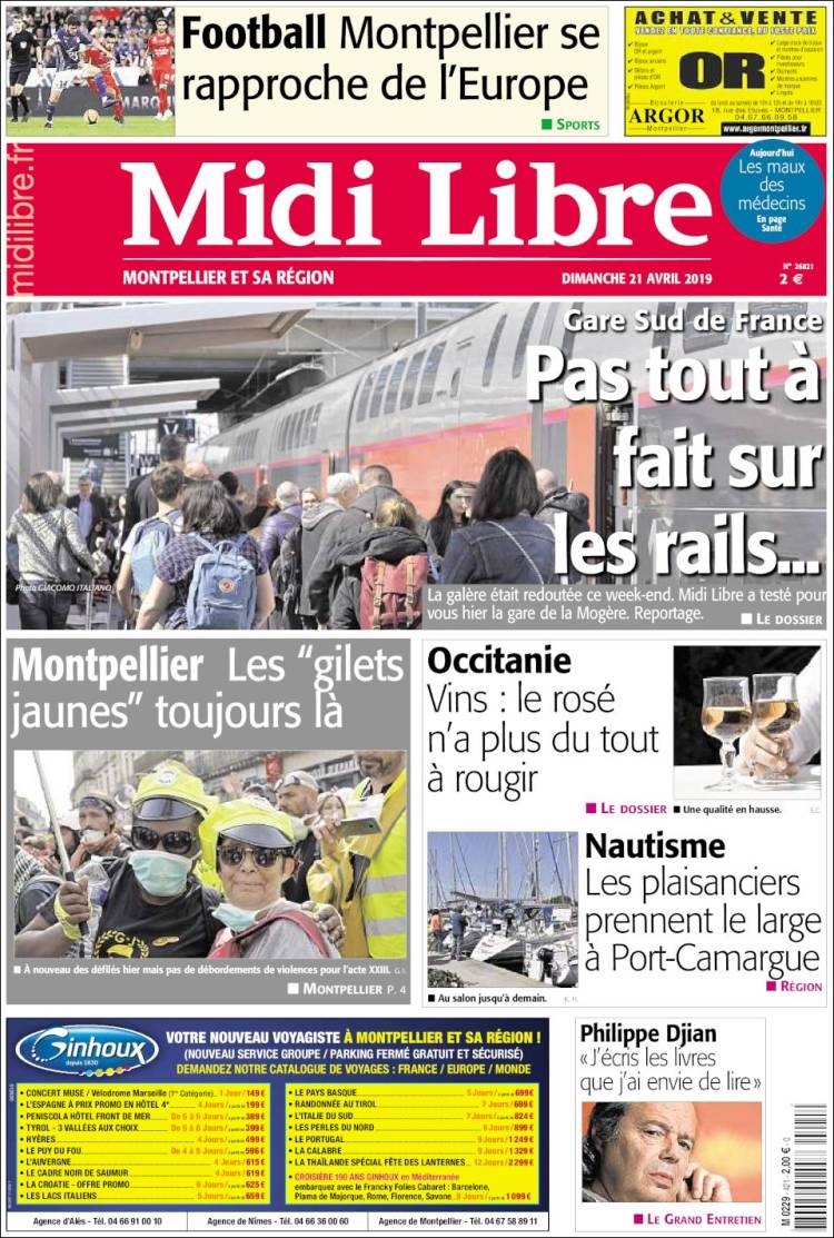 Portada de Midi Libre (Francia)