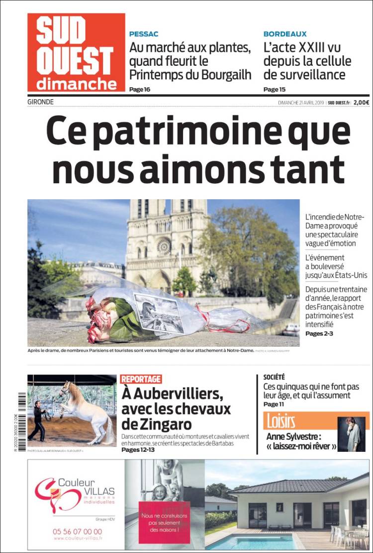 Portada de Sud Ouest (Francia)
