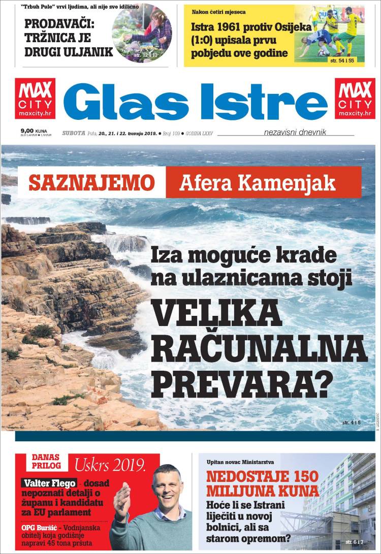 Portada de Glas Istre (Croacia)