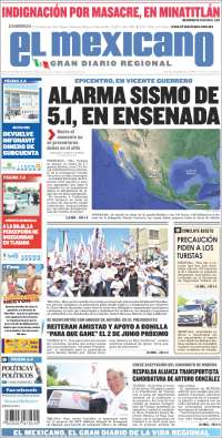 Portada de El Mexicano - El Gran Diario Regional (México)