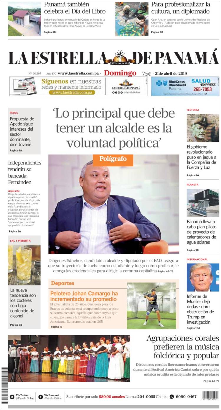 Portada de La Estrella de Panamá (Panam&aacute;)
