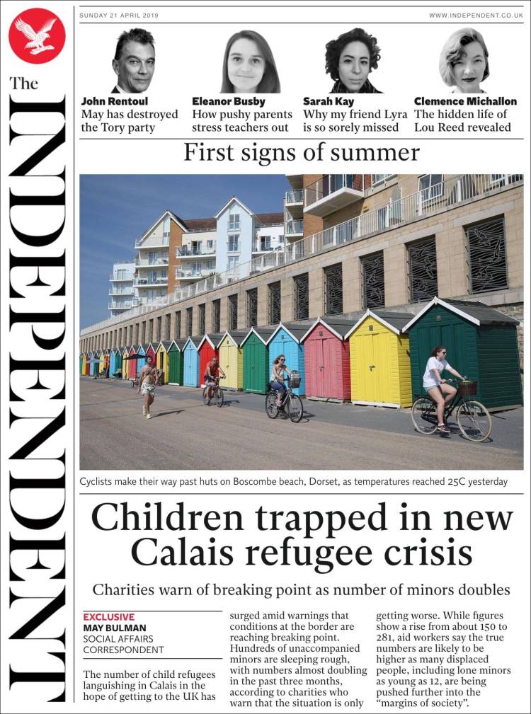 Portada de The Independent (Reino Unido)