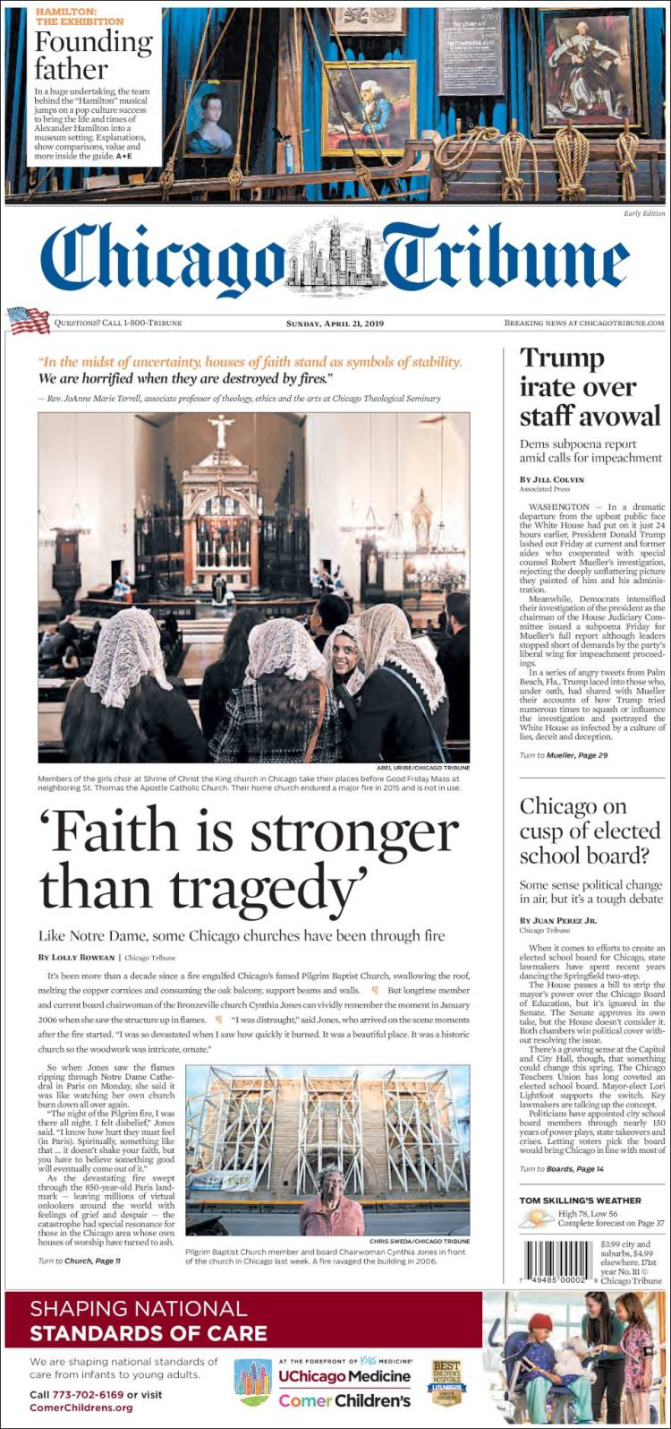 Portada de Chicago Tribune (USA)