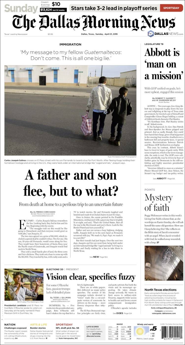 Portada de Dallas Morning News (USA)