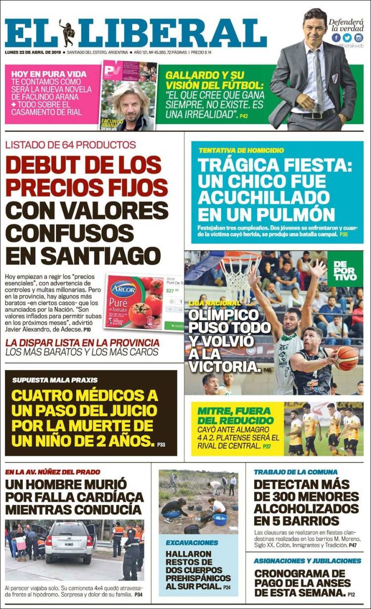 Portada de Diario El Liberal (Argentina)