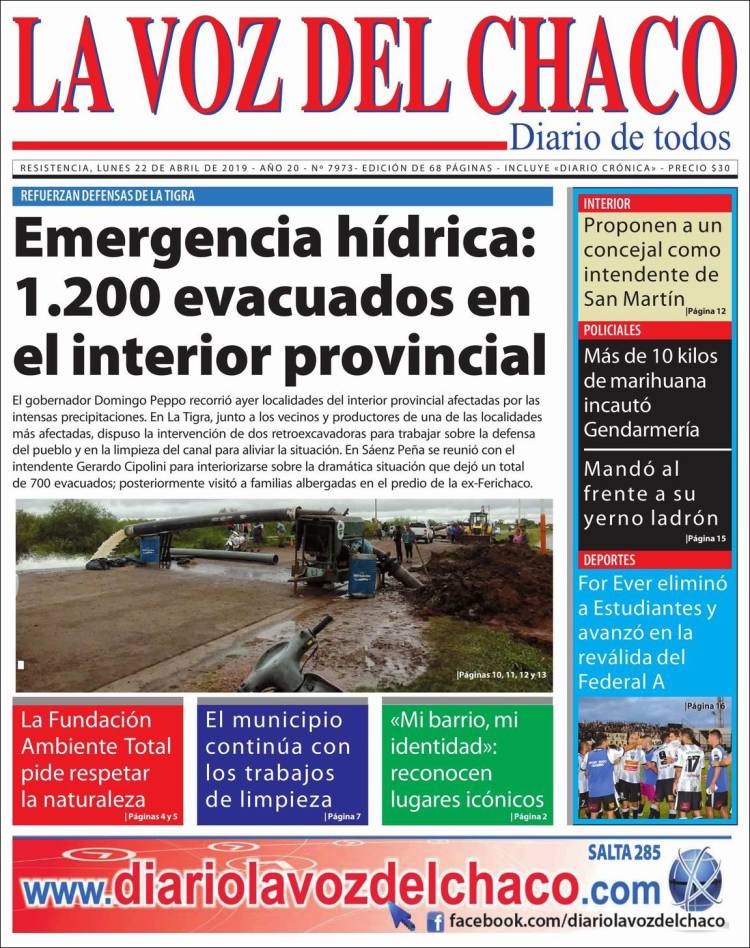 Portada de La Voz del Chaco (Argentina)