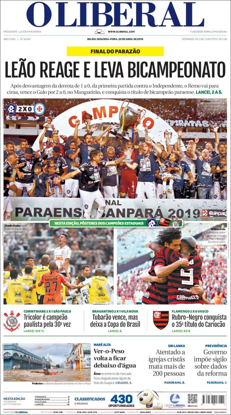 Portada de O Liberal (Brasil)