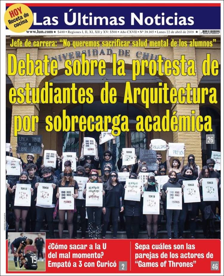 Portada de Las Últimas Noticias (Chile)