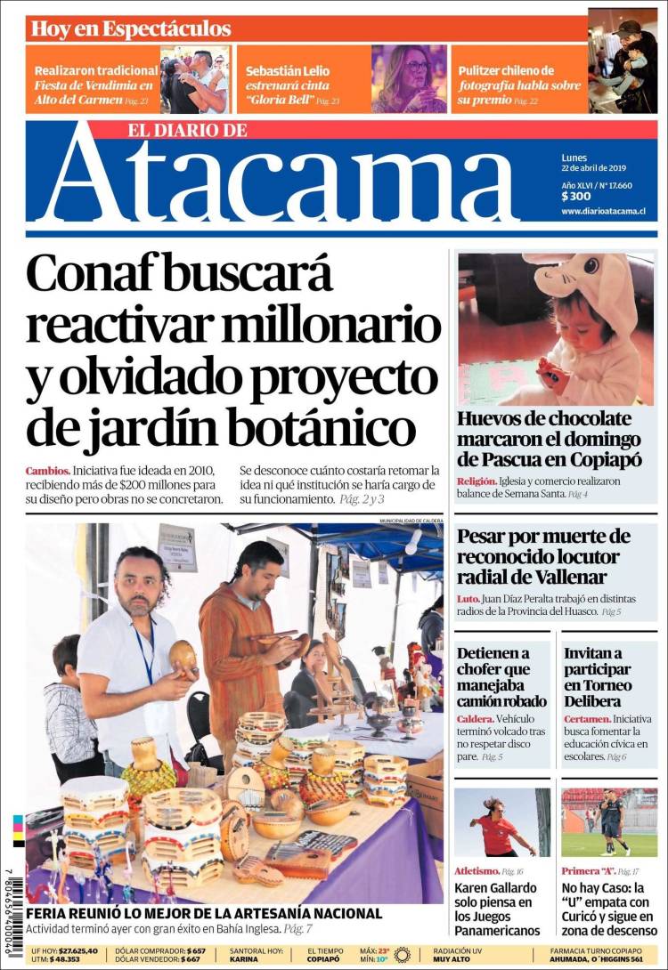 Portada de Diario de Atacama (Chile)