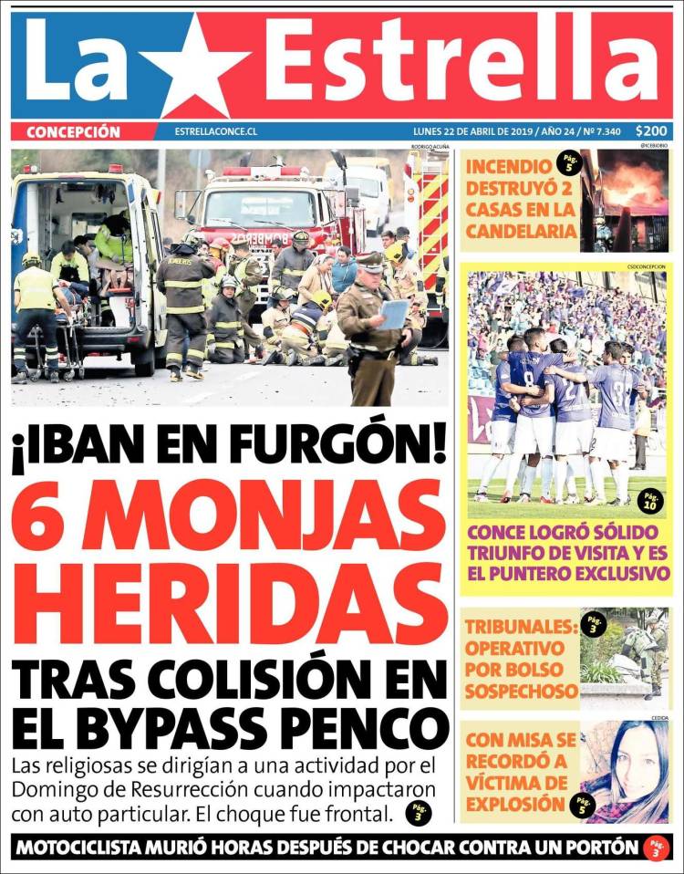 Portada de La Estrella de Concepción (Chile)