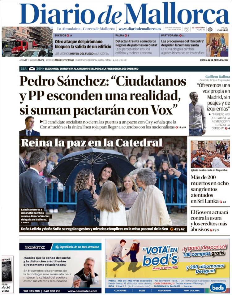 Portada de Diario de Mallorca (Espa&ntilde;a)