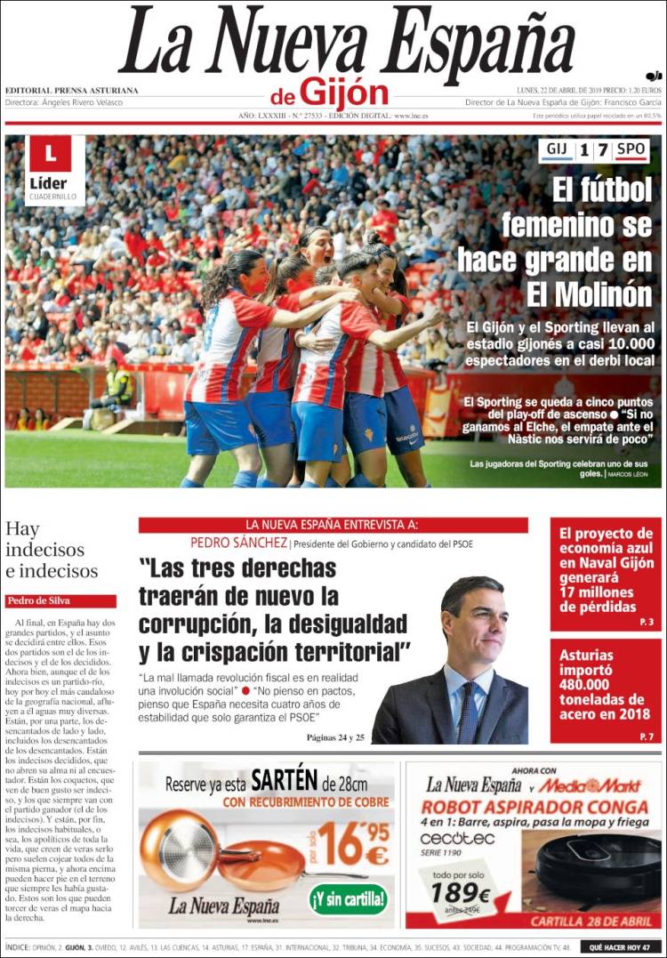 Portada de La Nueva España - Gijón (Espa&ntilde;a)