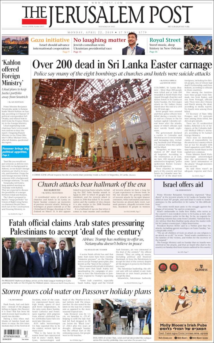 Portada de The Jerusalem Post (Israel)