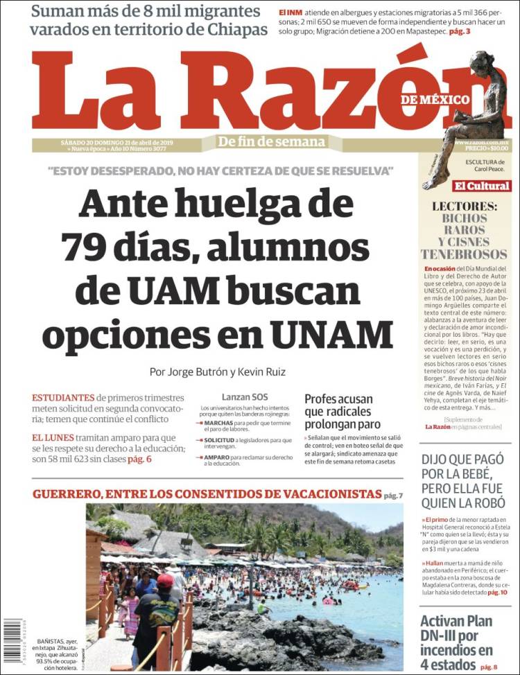 Portada de La Razón (Mexico)