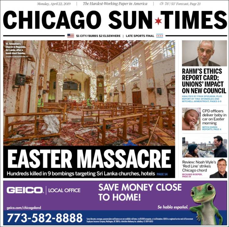 Portada de Chicago Sun-Times (USA)