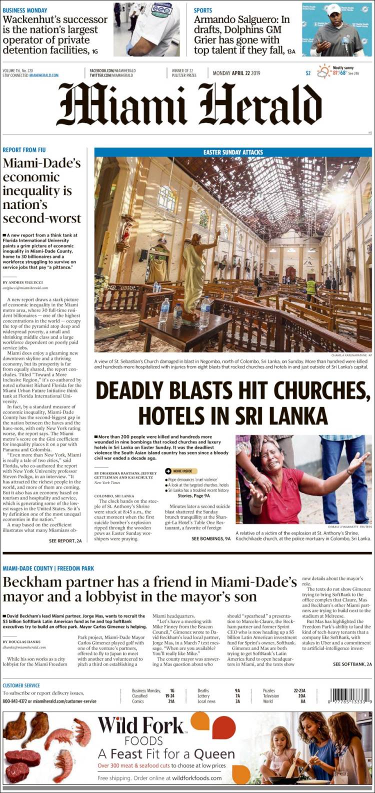 Portada de Miami Herald (USA)