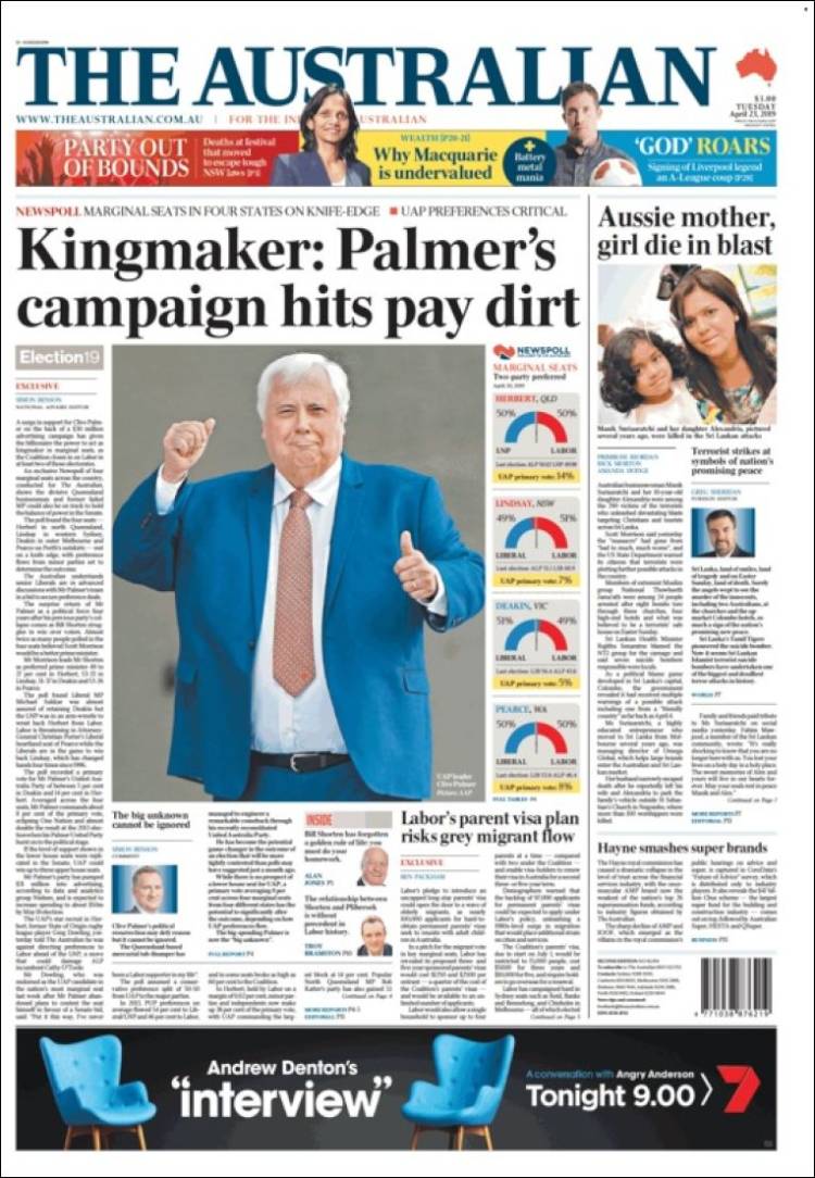 Portada de The Australian (Australia)