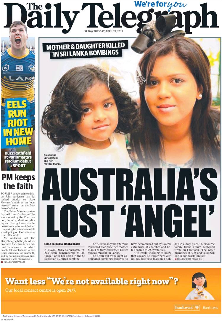 Portada de The Daily Telegraph (Australia)