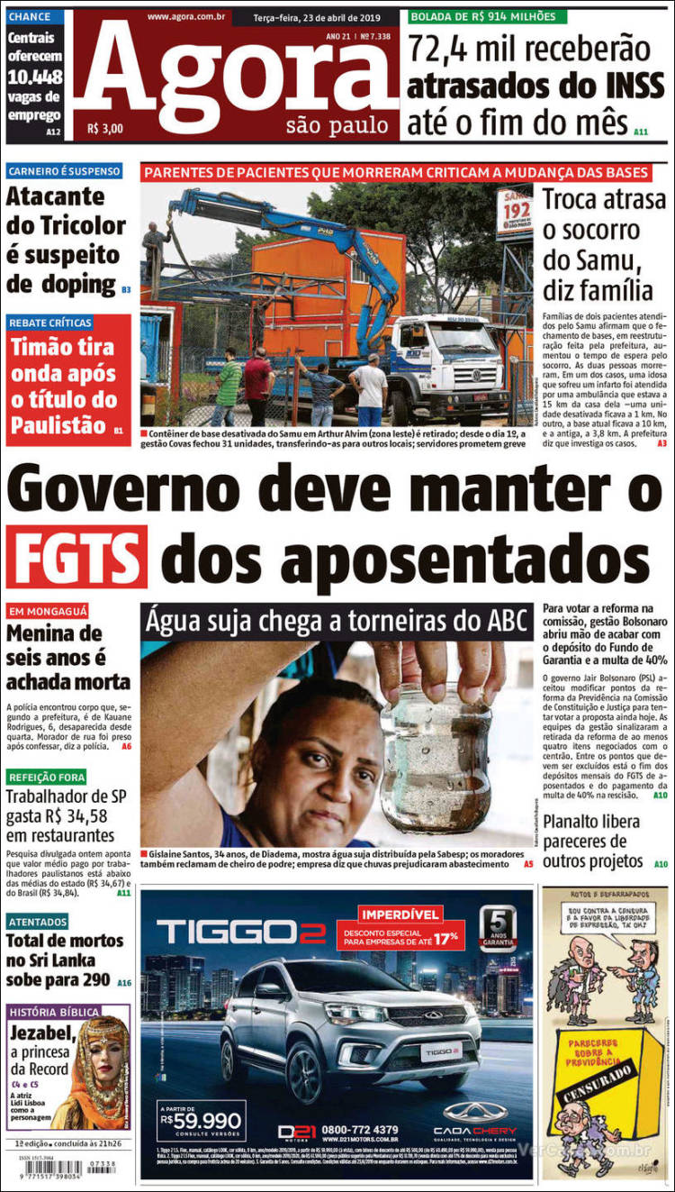 Portada de Agora São Paulo (Brasil)