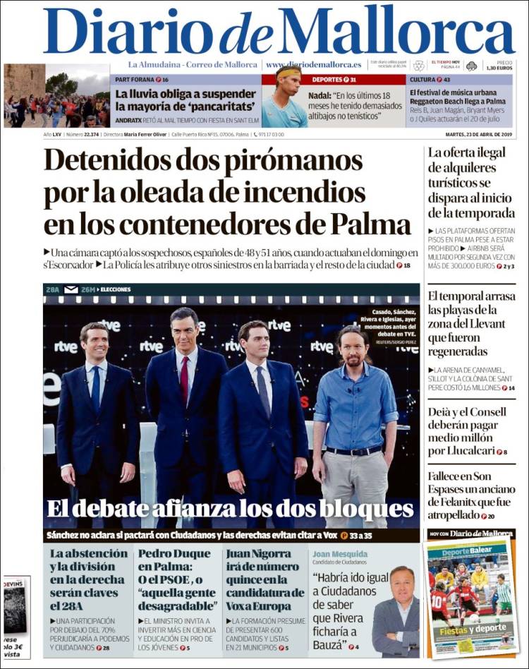 Portada de Diario de Mallorca (Spain)