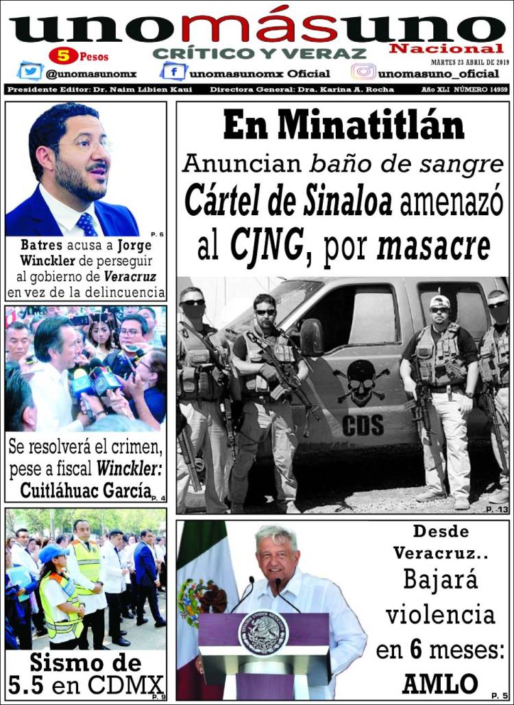 Portada de unomásuno (M&eacute;xico)