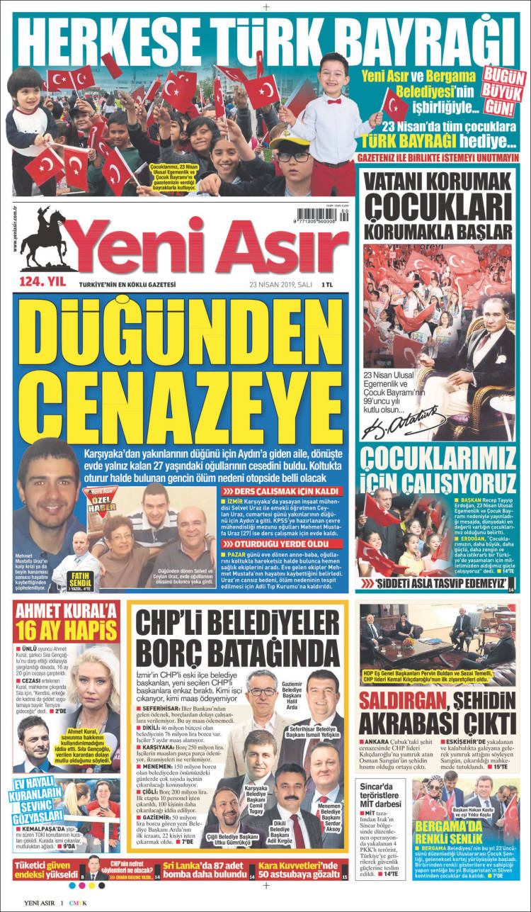 Portada de Yeni Asır (Turqu&iacute;a)