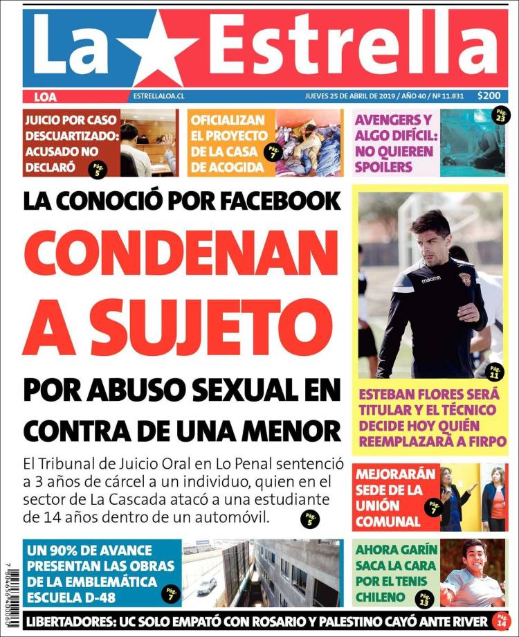 Portada de La Estrella de Loa (Chile)