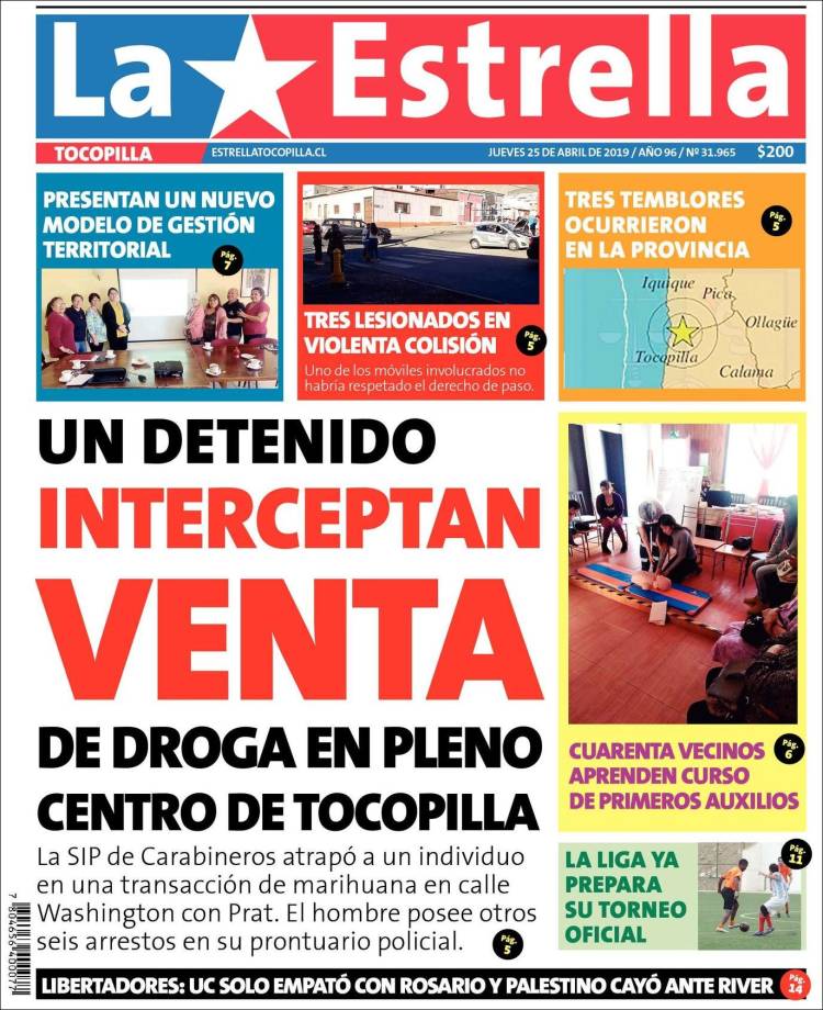 Portada de La Estrella de Tocopilla (Chile)