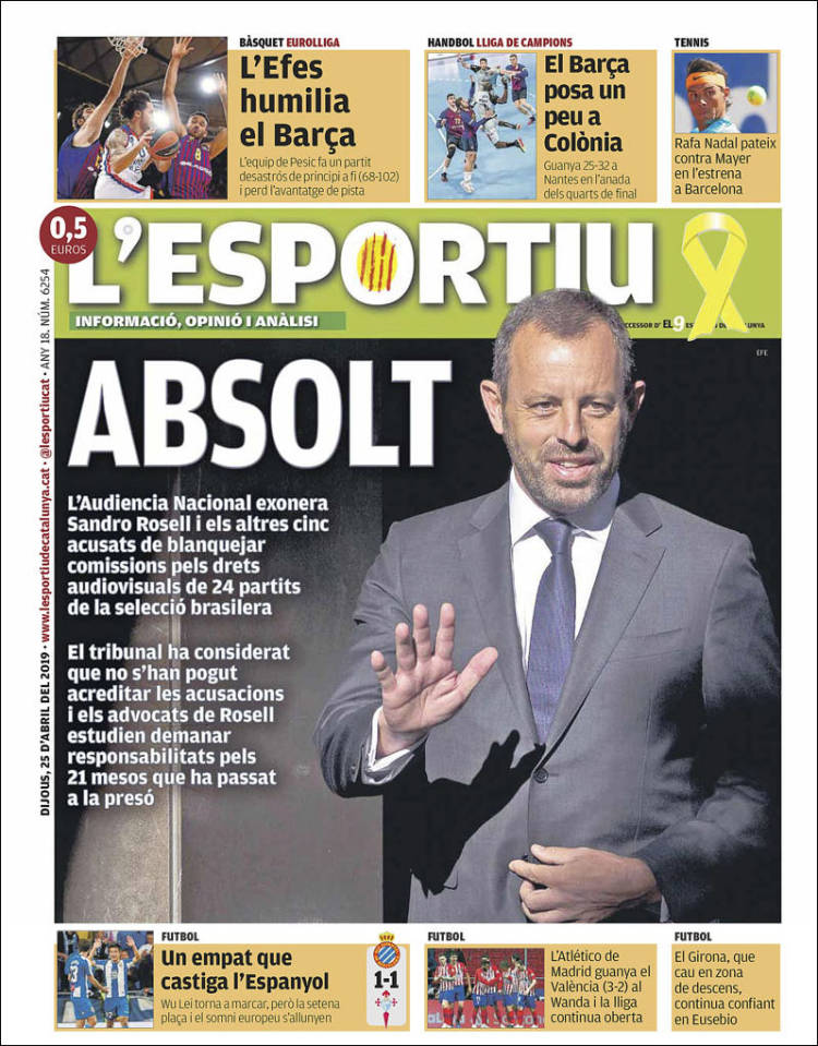 Portada de L'Esportiu (Espa&ntilde;a)