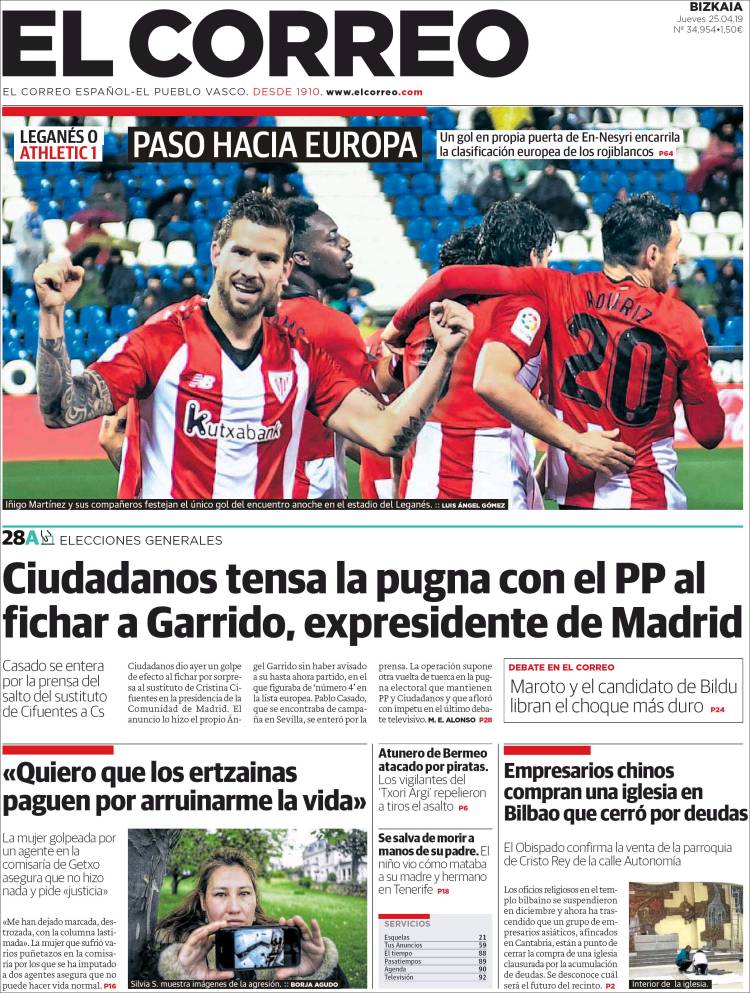 Portada de El Correo (Espa&ntilde;a)