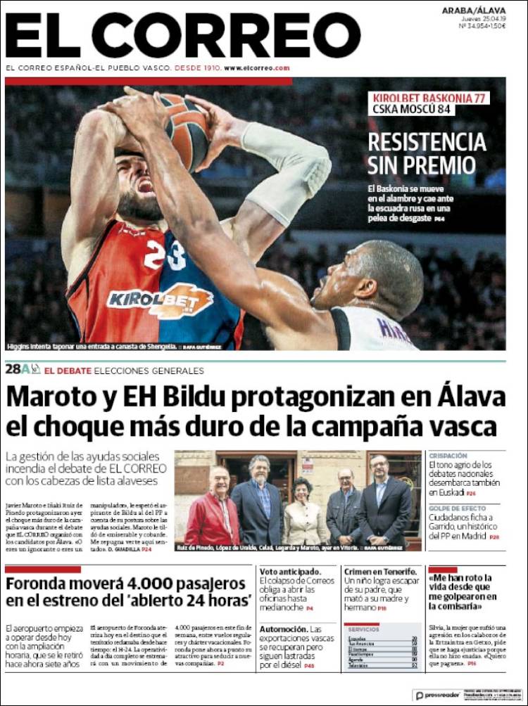 Portada de El Correo - Álava (Espa&ntilde;a)